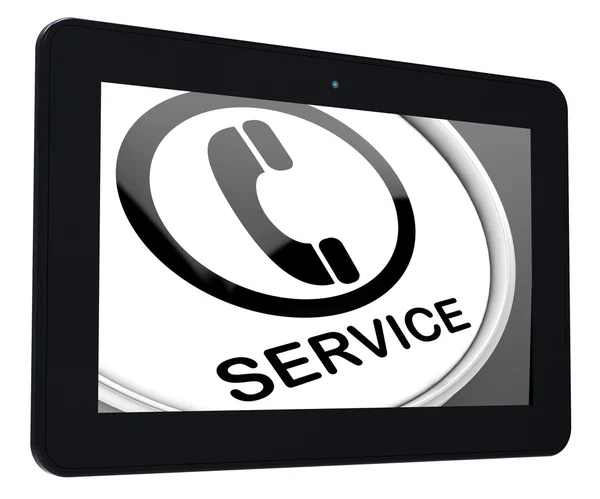 Service  Tablet Means Call For Customer Help — Stock Photo, Image