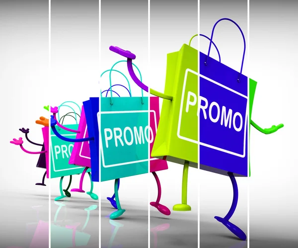 Promo-Einkaufstüten zeigen Rabatt-Reduktion oder Verkauf — Stockfoto