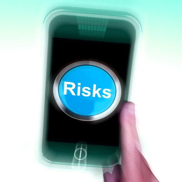 Risks On Mobile Phone Shows Investment Risks And Economy Crisis — Stock Photo, Image