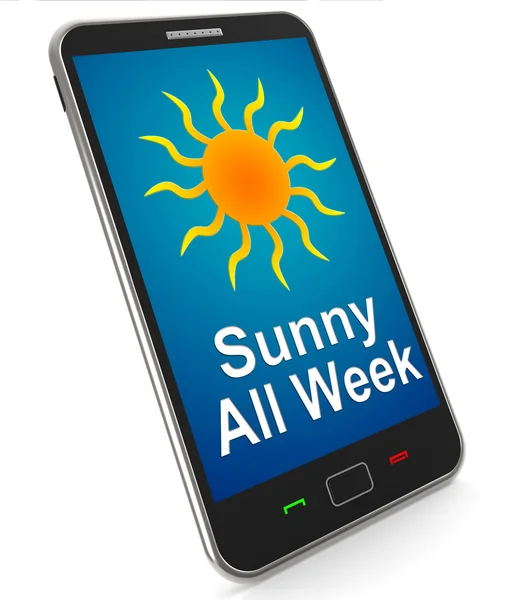 Sunny All Week On Mobile Means Hot Weather — Stock Photo, Image