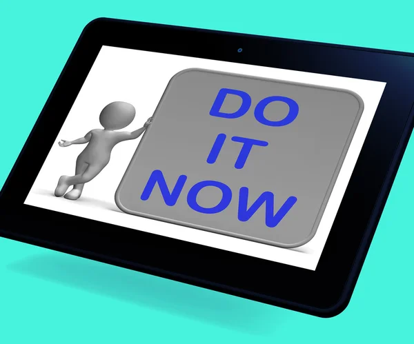 Do It Now Tablet Shows Encouraging Immediate Action — Stock Photo, Image