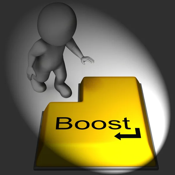 Boost-Tastatur bedeutet Upgrade oder Verbesserung am Computer — Stockfoto