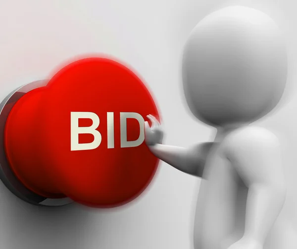 Bid Pressed Shows Auction Bidding And Reserve — Stock Photo, Image