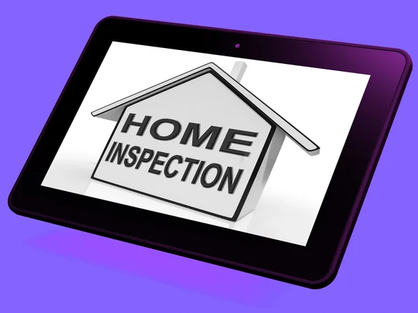 Home Inspection House Tablet Means Assessing And Inspecting Prop — Stock Photo, Image