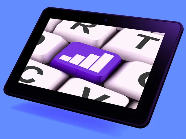 Grafiek belangrijke Tablet PC betekent data-analyse of statistieken — Stockfoto