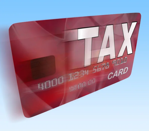 Impuesto sobre tarjeta de débito de crédito Flying muestra impuestos Declaración IRS — Foto de Stock