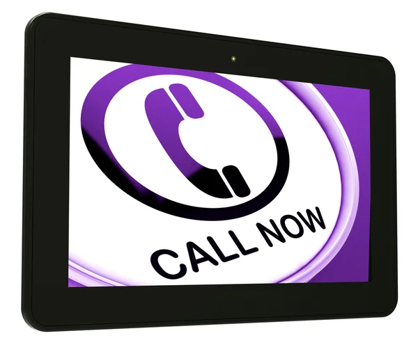 Call Now Tablet Shows Talk or Chat — Stock Photo, Image