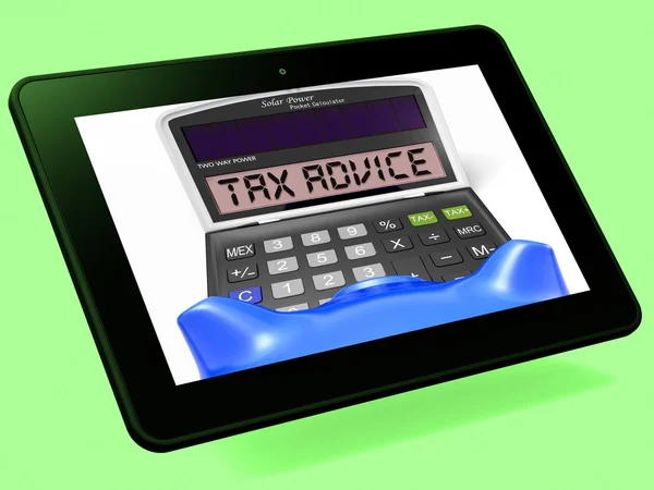 Steuerberatungsrechner Tablet zeigt Hilfe bei Steuern — Stockfoto