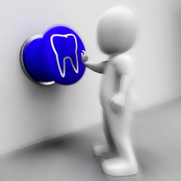 Tooth Pressed Means Oral Health Or Dentist Appointment — Stock Photo, Image