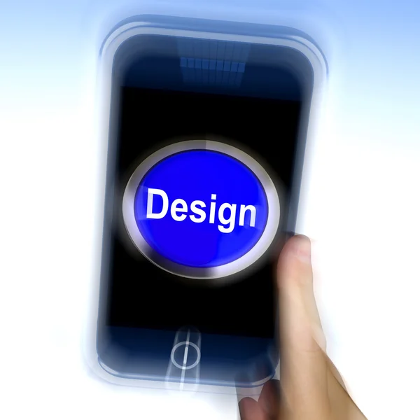 Design On Mobile Phone Shows Creative Artistic Designing — Stock Photo, Image