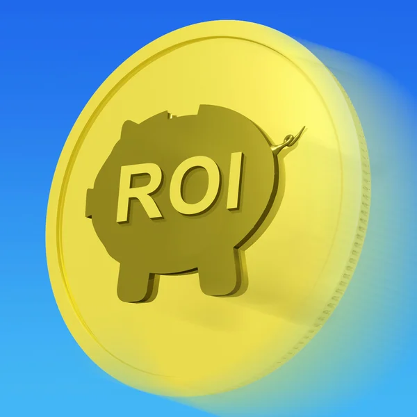 Roi-Goldmünze zeigt finanzielle Rendite für Anleger — Stockfoto