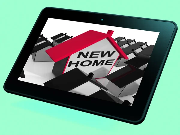 New Home House Tablet Means Buying Property Or Real Estate — Stock Photo, Image