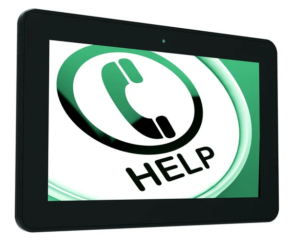 Hjälp tablet visar ring för råd eller assistans — Stockfoto