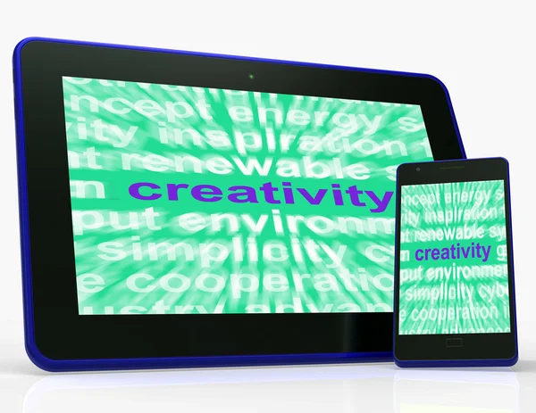 Creativiteit tablet toont originaliteit, innovatie en verbeelding — Stockfoto