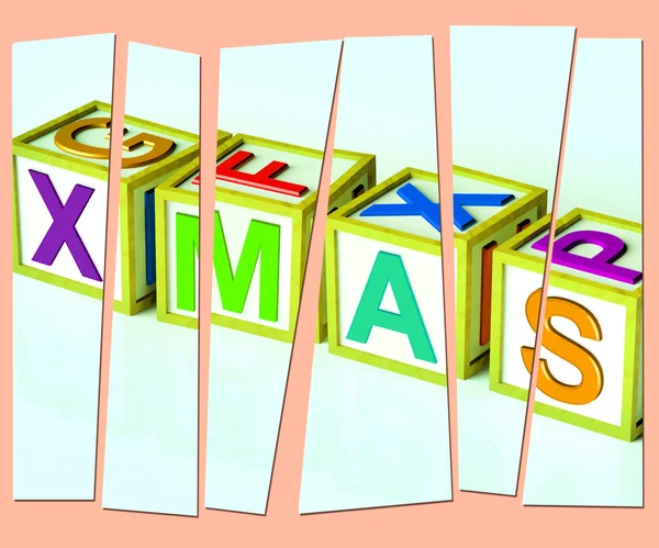 Xmas Letters Show Merry Christmas And Festive Season — Stock Photo, Image