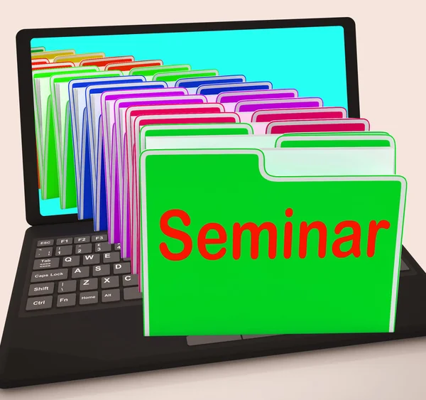 Seminar Folders Laptop Show Convention Presentation Or Meeting — Stock Photo, Image