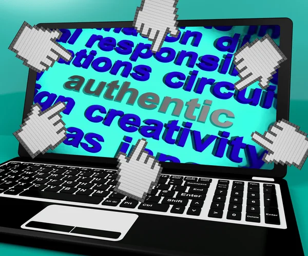 Authentic Laptop Screen Means Genuine Verified And Original — Stock Photo, Image