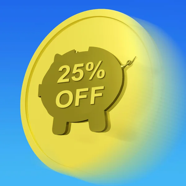 Twenty-Five Percent Off Gold Coin Shows 25 Discount Sale — Stock Photo, Image