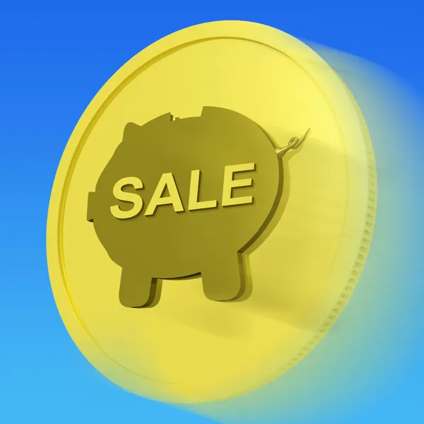 Sale Gold Coin Means Reduced Price Or Discounted Goods — Stock Photo, Image