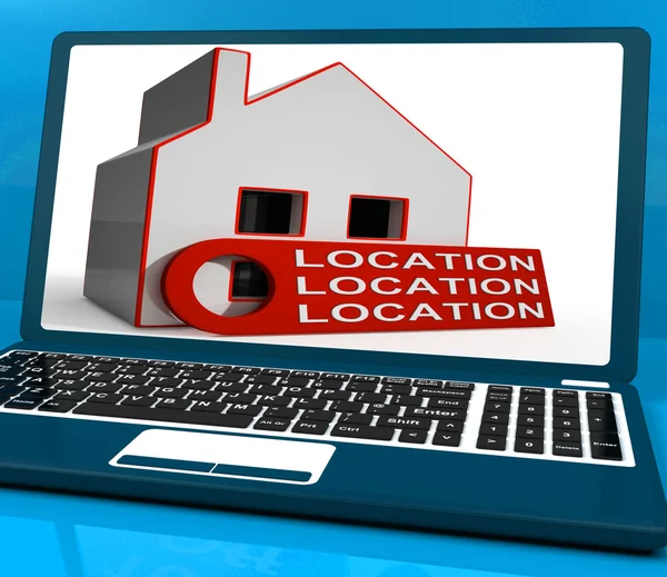 Location Location Location House Laptop Means Perfect Area And H — Stock Photo, Image