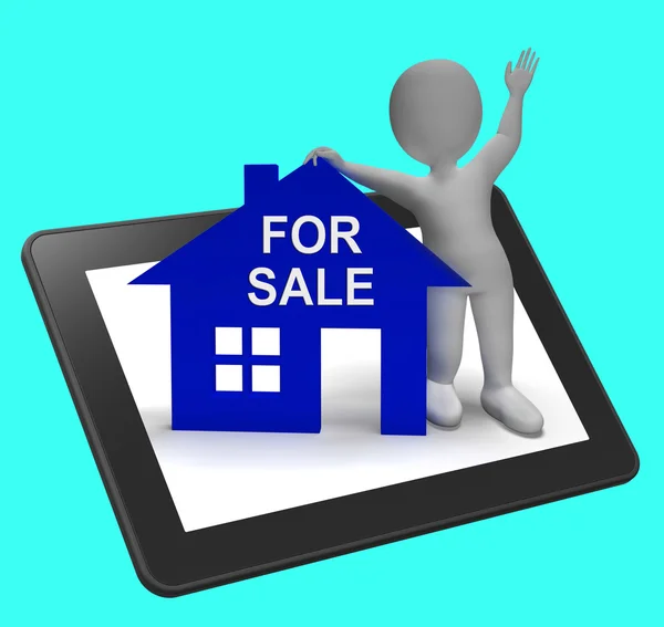 For Sale House Tablet Shows Property On Market — Stock Photo, Image