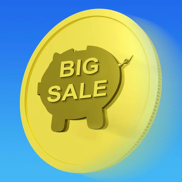 Big Sale Gold Coin Means Huge Money Savings — Stock Photo, Image
