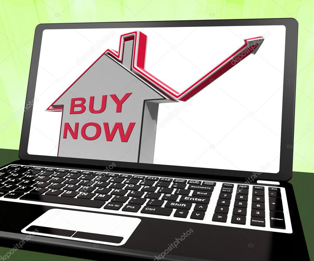 Buy Now House Laptop Shows Real Estate On Market