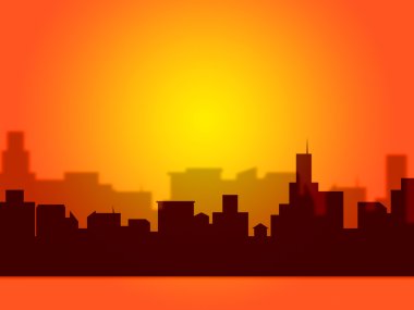 metin alanı ve cityscape akşam akşam demektir