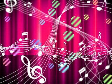 tiyatro sahnesi ve akustik Not arka planı gösterir