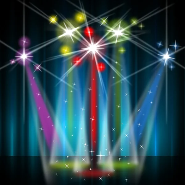 Stage Red Shows Lightsbeams Of Light And Colorful — Stock Photo, Image