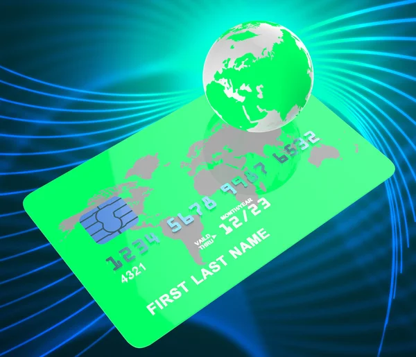 Cartão de Crédito Representa Comércio Débito e Cartão de Crédito — Fotografia de Stock