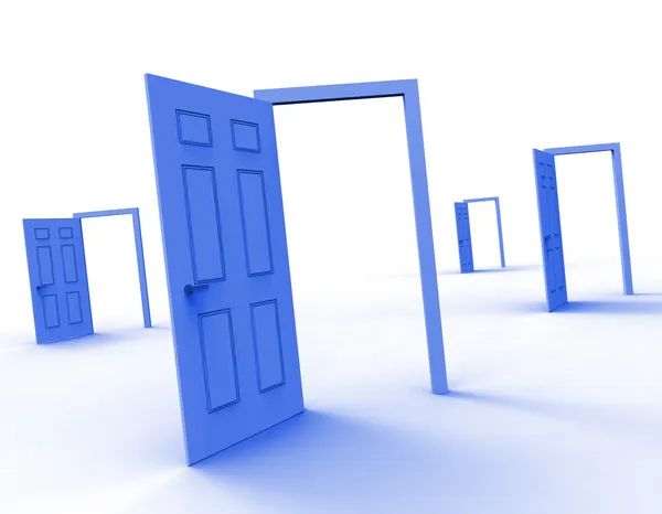 Wybór drzwi oznacza alternatywę drzwi i zdecydować — Zdjęcie stockowe