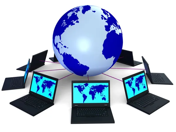 Network Global Means Technology Monitor And Pc — Stock Photo, Image