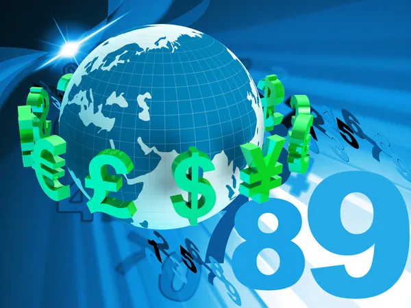 Pounds Dollars Shows Euro Sign And Euros — Stock Photo, Image