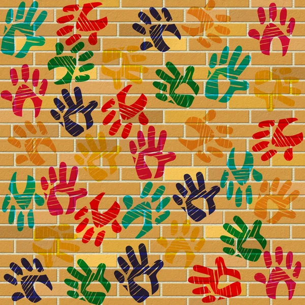 Brick Wall Indicates Multicolored Painted And Design — Stock Photo, Image