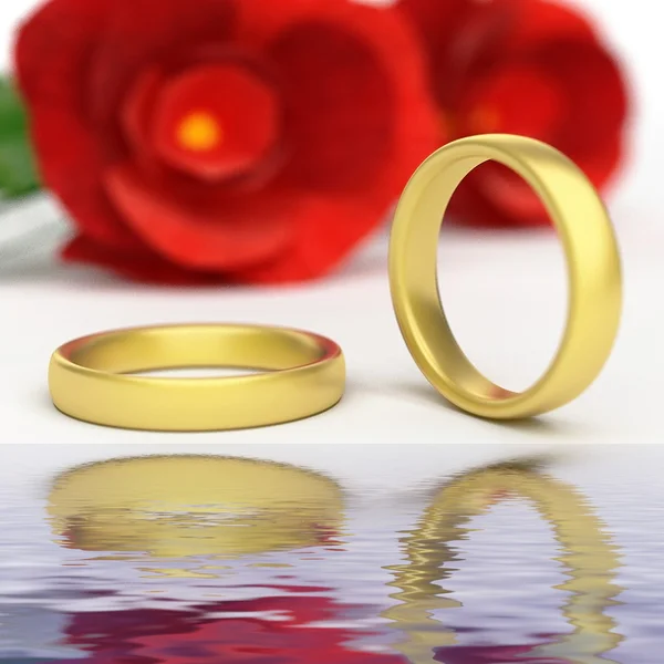 Wedding Rings Represents Reflective Reflect And Wedlock — Stock Photo, Image