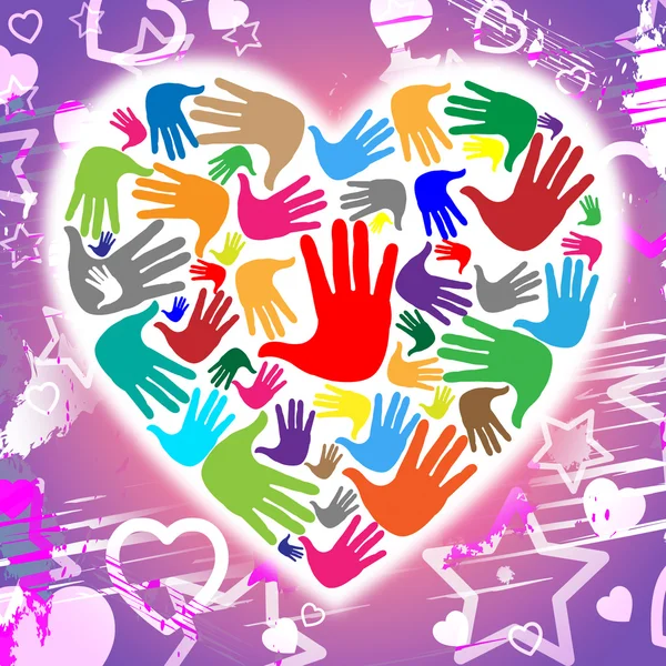 Handprints Hands Represents Heart Shapes And Affection — Stock Photo, Image