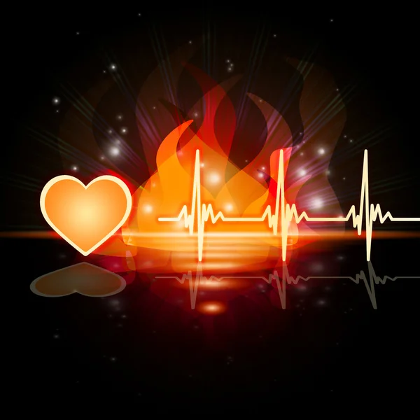 Heartbeat Fire Means Valentine Day And Cardiac — Stock Photo, Image