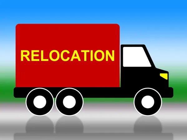Relocation Truck Means Change Of Residence And Freight — Stock Photo, Image