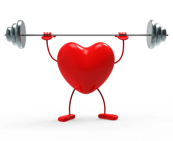 Weights Fitness Indicates Heart Shapes And Exercise — Stock Photo, Image