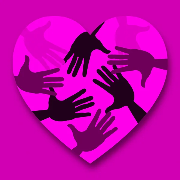 Hands Pink Means Valentines Day And Affection — Stock Photo, Image