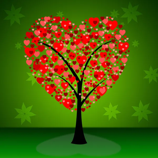 Tree Hearts Indicates Valentine's Day And Forest — Stock Photo, Image