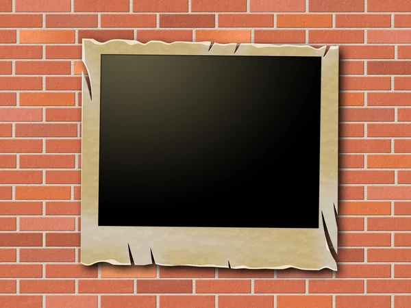 Photo Frames Indicates Blank Space And Brick-Wall — Stock Photo, Image