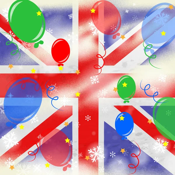 Union Jack Means United Kingdom And Backdrop — Stock Photo, Image
