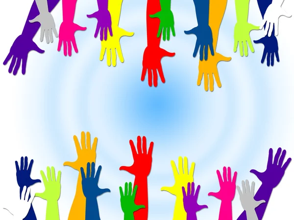 Reaching Out Represents Hands Together And Buddies — Stock Photo, Image