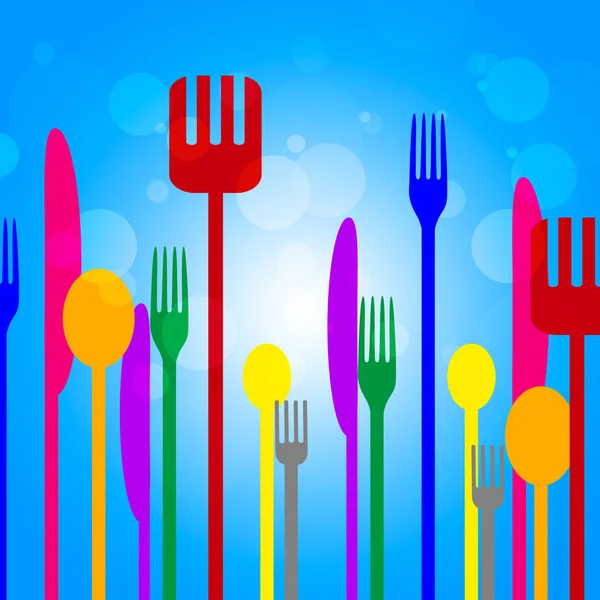 Пищевые ножи означают синий и походный нож — стоковое фото