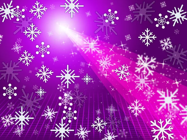 Mauve Snowflake Shows Light Burst And Christmas — Stock Photo, Image