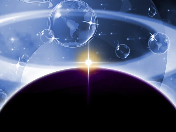 Global planeten vertegenwoordigt zonnestelsel en globalisering — Stockfoto
