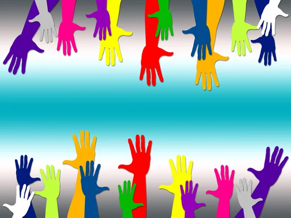 Reaching Out Represents Hands Together And Arm — Stock Photo, Image