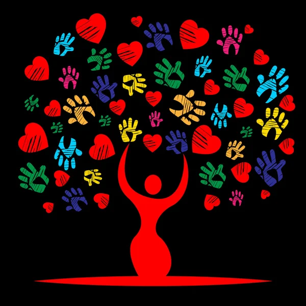 Hjärtat färgglada visar alla hjärtans dag och tillgivenhet — Stockfoto